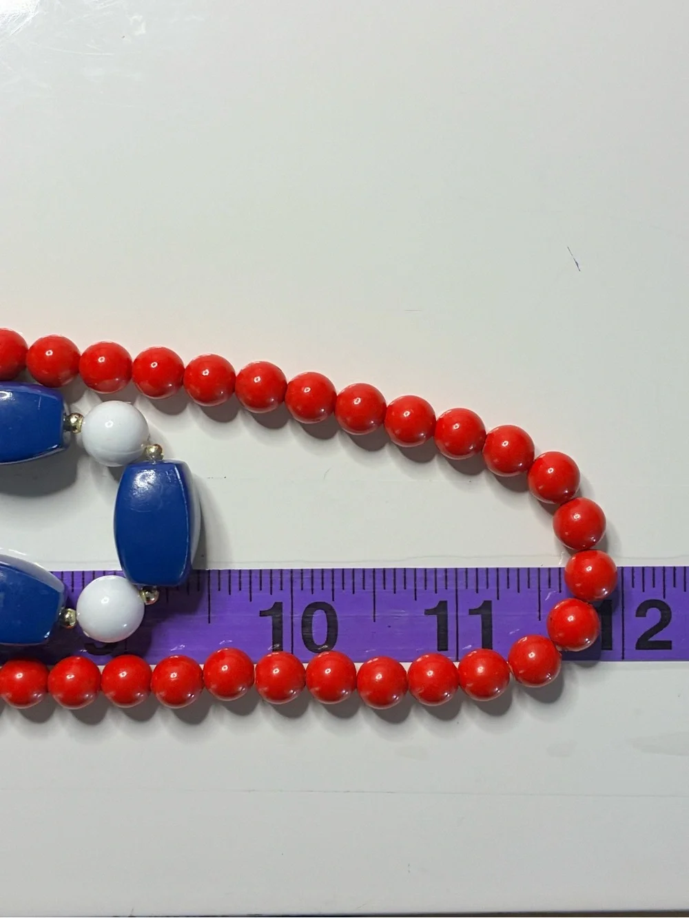 Patriotic Two-Strand Red, Blue & White Beaded VTG Retro Necklace’s Memorial Day